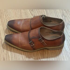 Steven Land Men’s Dress Shoes 12 Brown Leather Monk Strap Casual